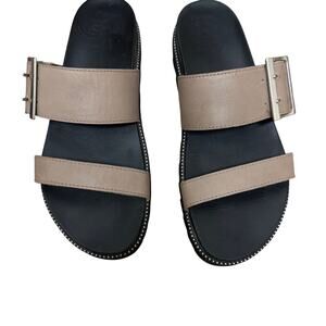 Sorel Cameron Flatform Buckle Sandals | Size 8.5 | Taupe & Black | Chunky Sole